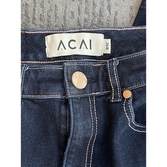 Acai Jeans Womens 26 R Indigo Blue Stretch Outdoor Mum‎ Jeans Tapered Leg - Picture 1 of 6